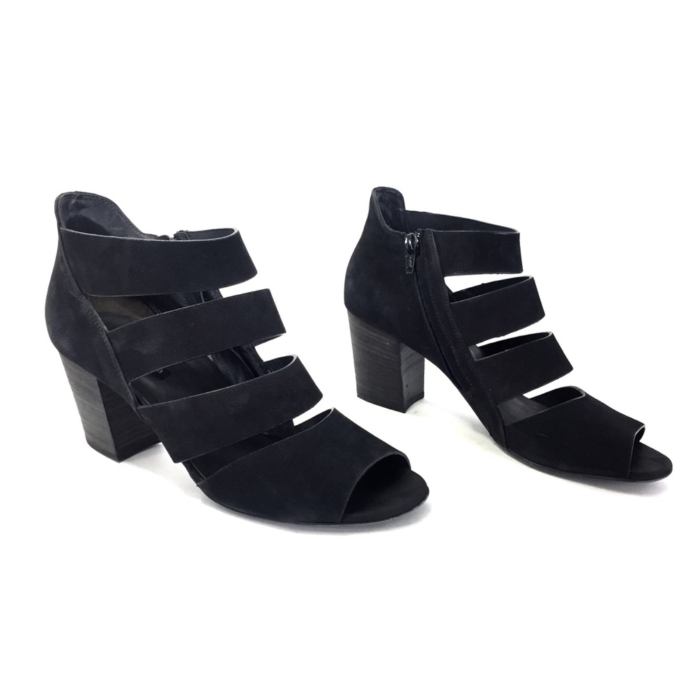 🌹Paul Green Black Strappy Nubuck Open Toe Heels🌹